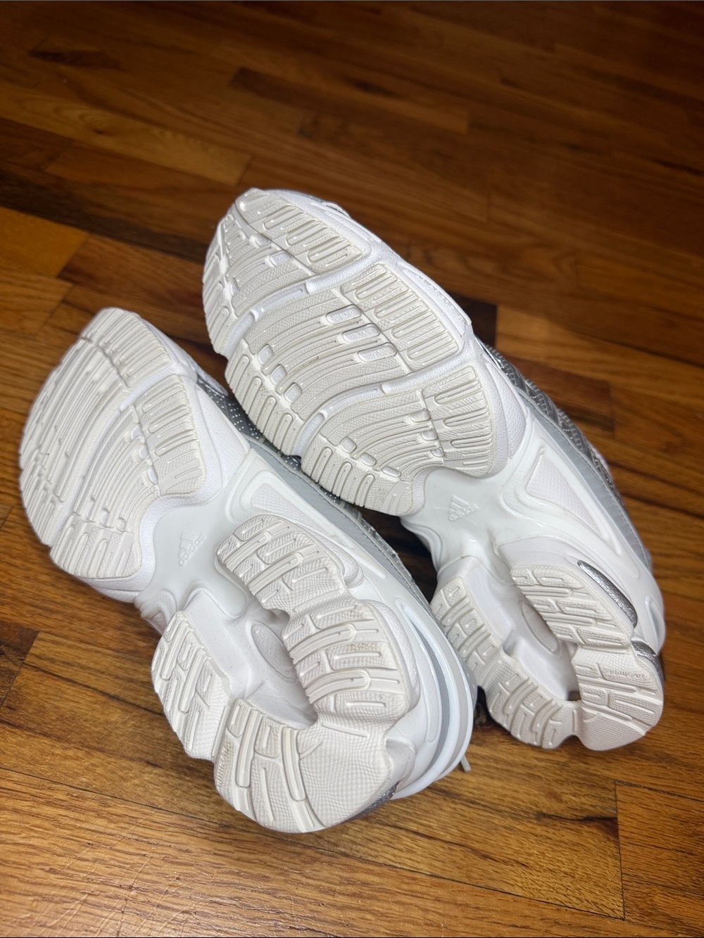 adidas Originals Silver and White Women's Athletic Sneakers - Picture 6 of 6